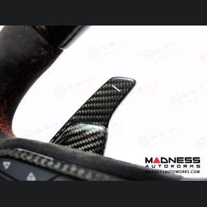 Audi RS3 Steering Wheel Paddle Shifters - Carbon Fiber w/ Red Candy Accent